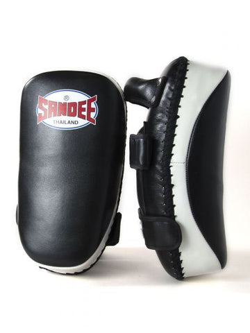 SANDEE BLACK & WHITE CURVED THAI LEATHER KICK PADS