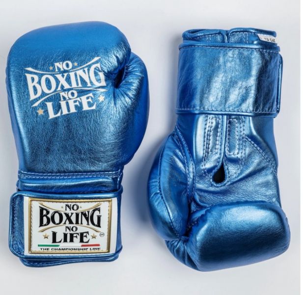 新品】NO BOXING NO LIFE トレーニンググローブメタリックブルー NO