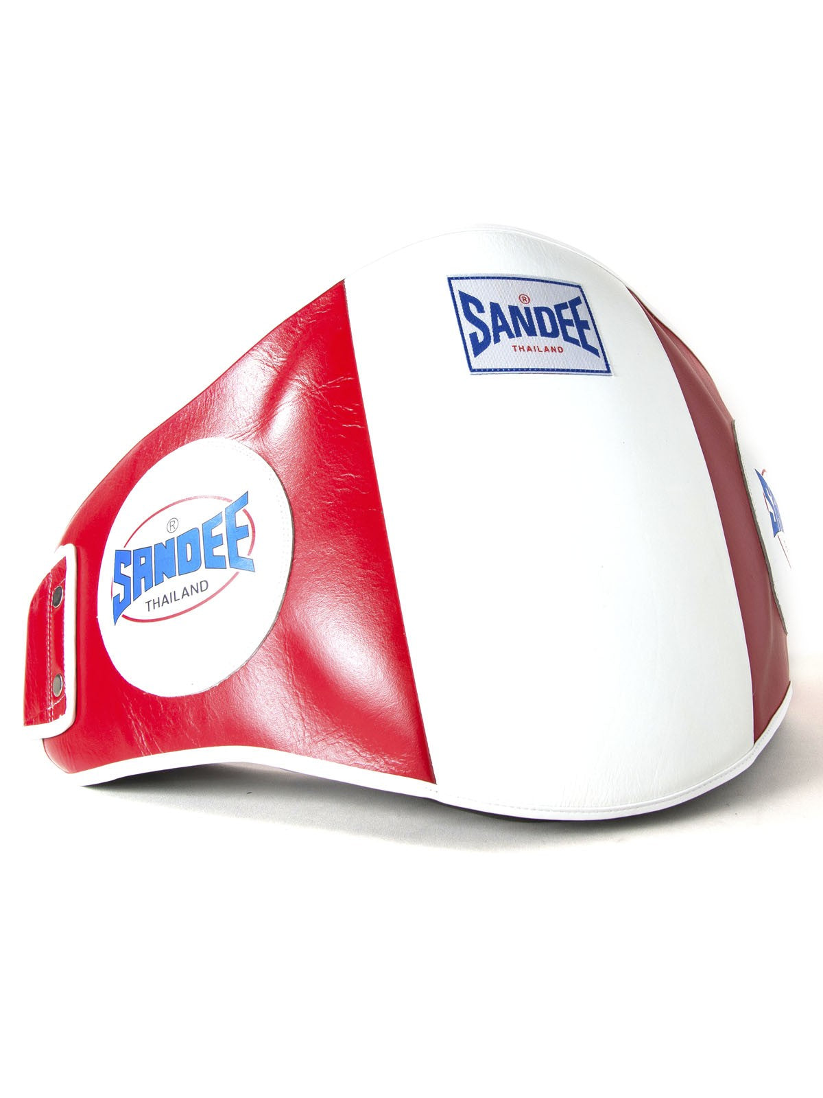 SANDEE VELCRO RED & WHITE LEATHER BELLY PAD