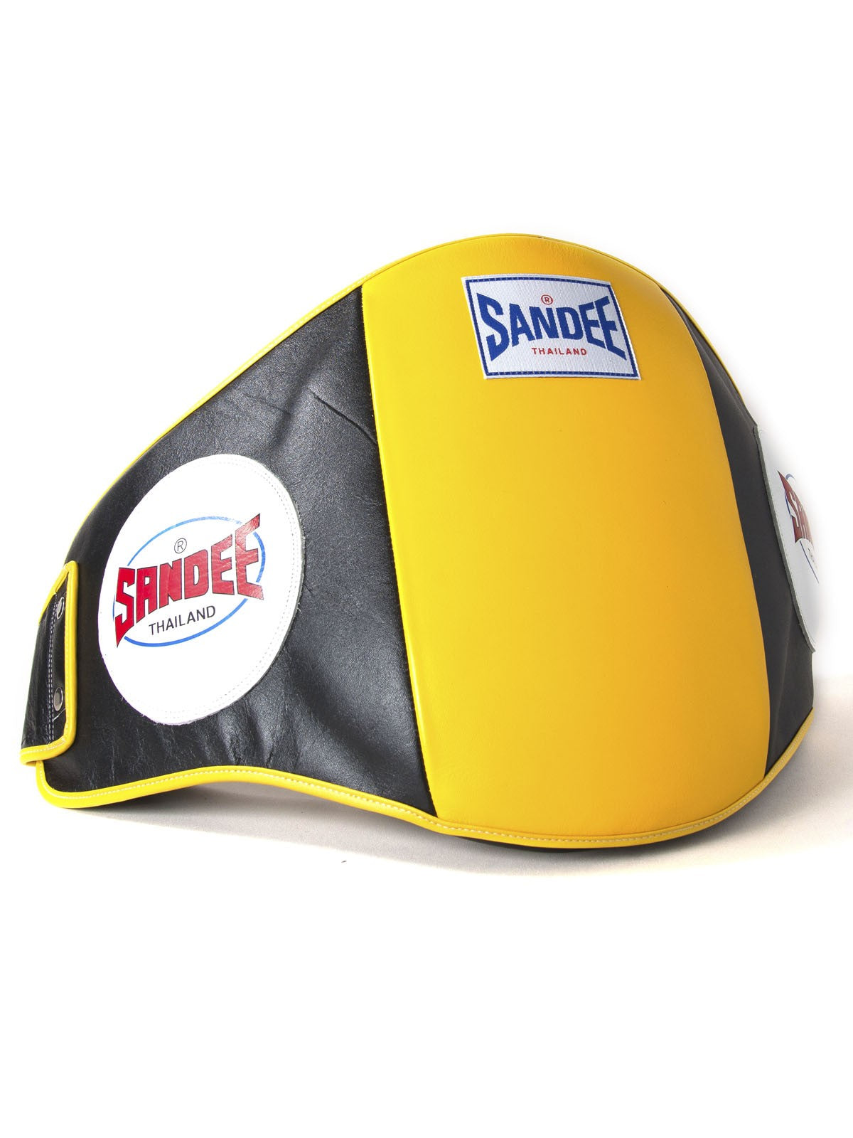 SANDEE VELCRO BLACK & YELLOW LEATHER BELLY PAD